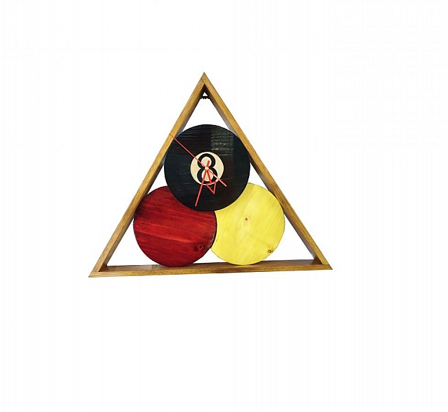 Klokke i massivt tre kastanje og furu "biljard" -modell