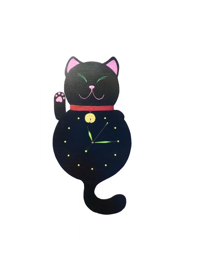 Treklokke modell "Maneki-neko" kinesisk katt