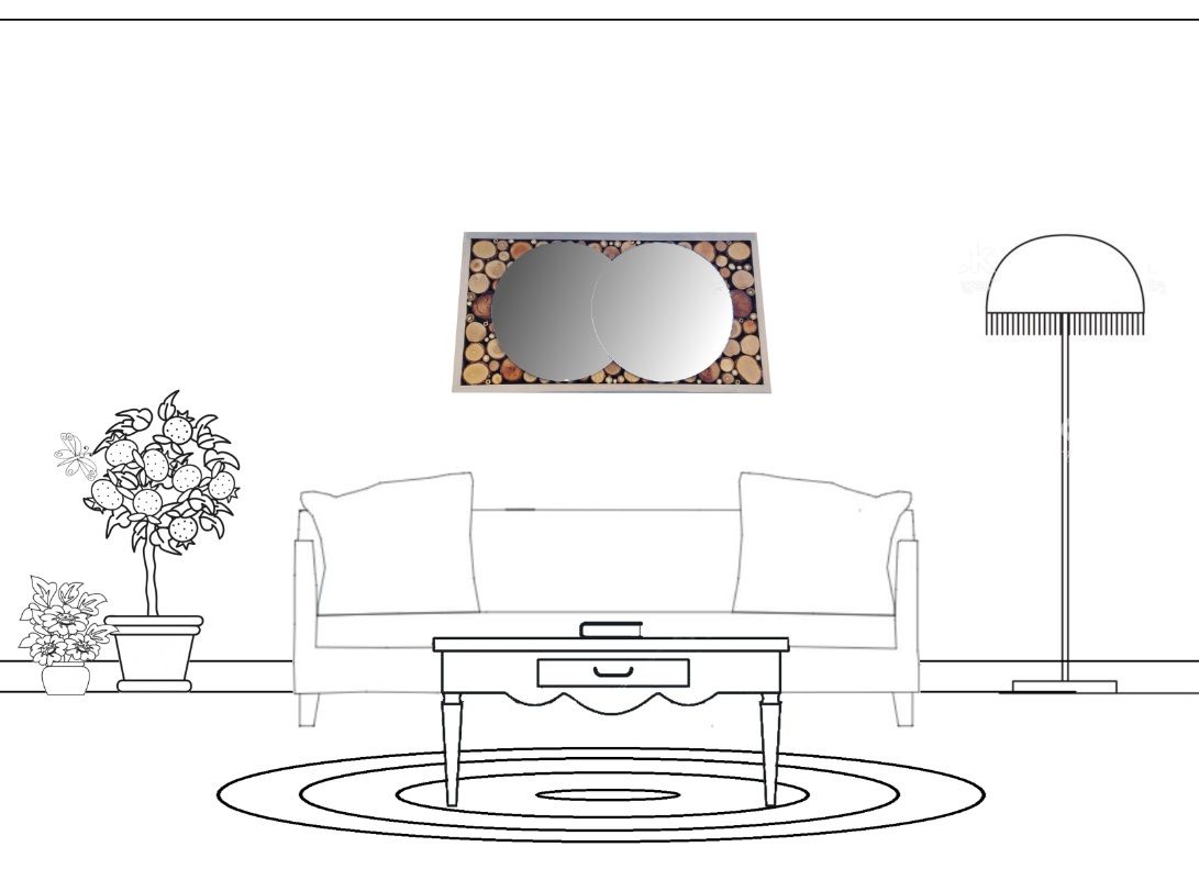 Rektangulært loggspeil 39 x 20 cm grått