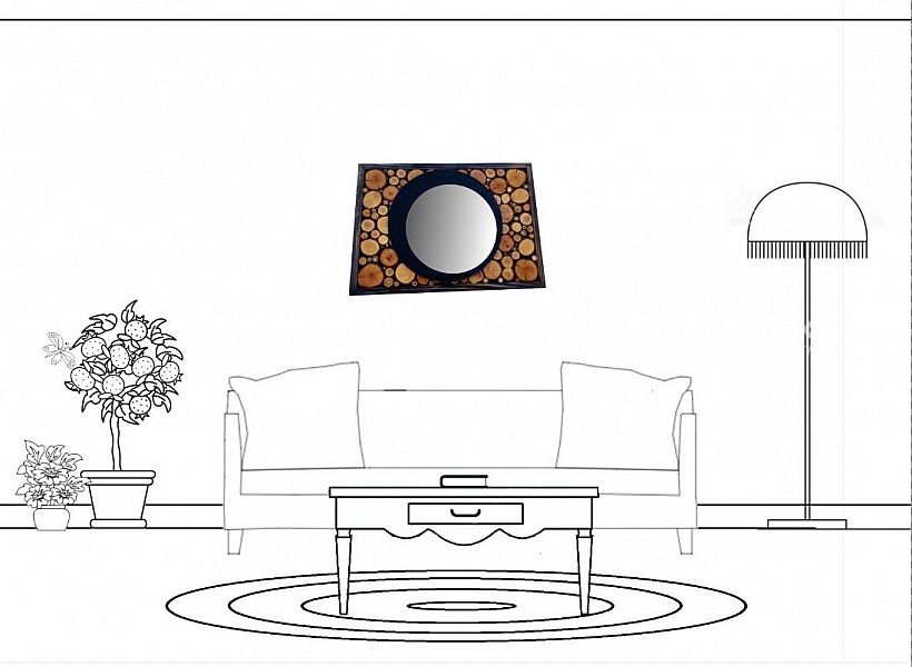 Rektangul&aelig;rt speil i ibenholt tre 31 x 22