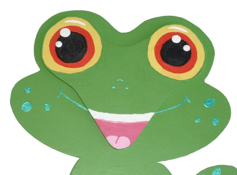 Trevegg eller dørskilt modell : frosk chibi manga 21x20 cm grønt