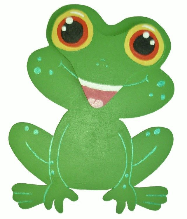Trevegg eller dørskilt modell : frosk chibi manga 21x20 cm grønt