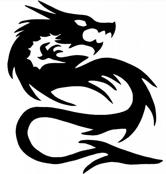 trevegg eller d&oslash;rskilt modell: tribal drage 49x40 cm svart