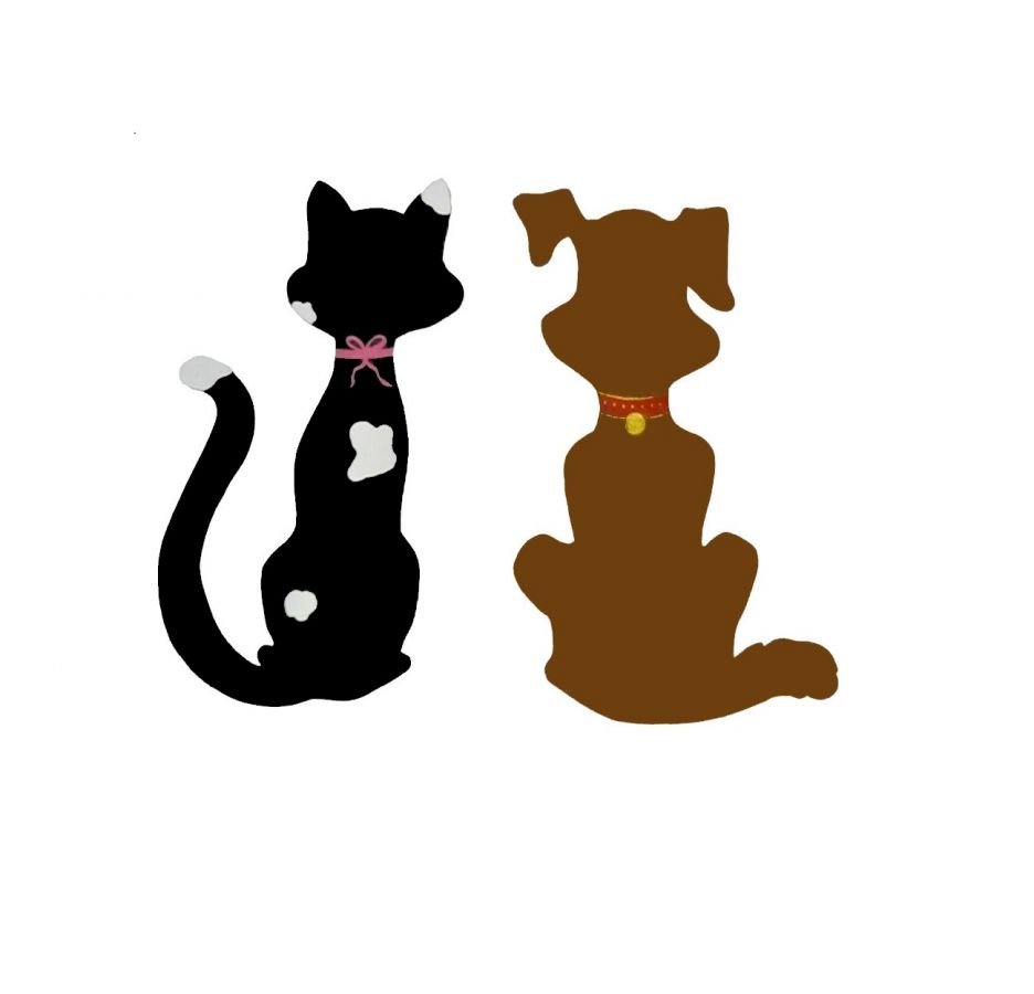 Par av katt og hund som veggdekorasjon 