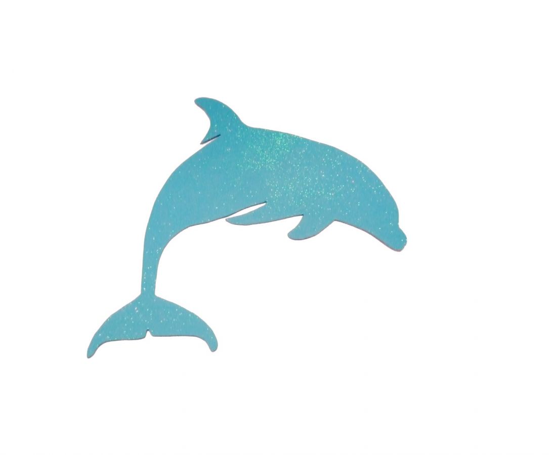 Trevegg eller dørskilt modell : delfin 31x28 cm turkis med paljetter