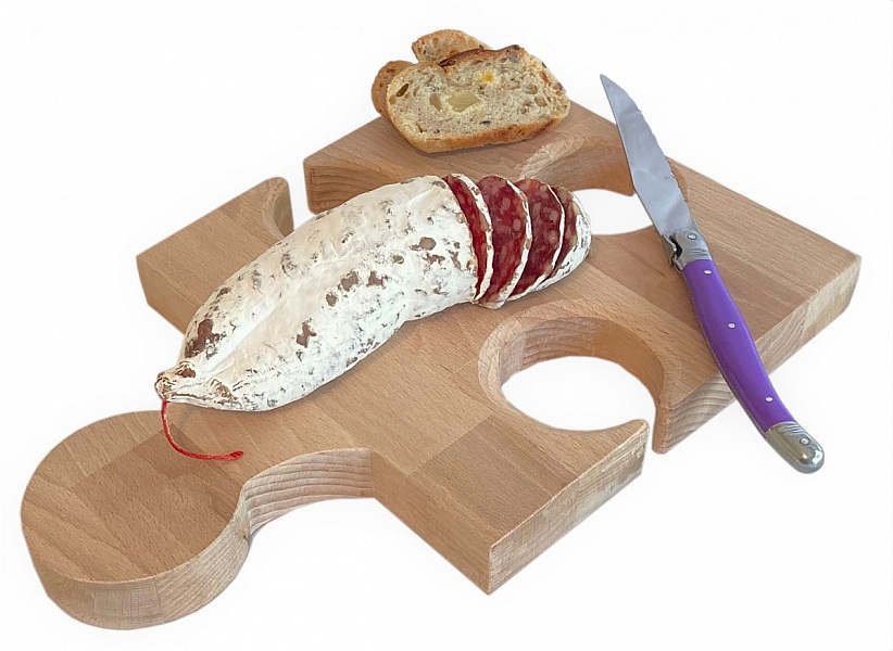 Skj&aelig;rebrett i naturlig b&oslash;k Fsc-modell puslespillbit 3 glassspor