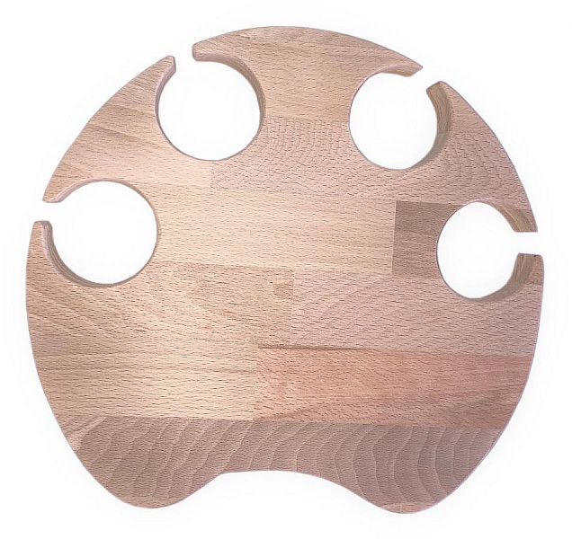 FSC naturlig skj&aelig;rebrett i b&oslash;k med kattepote-modell for 4 glass med stilk