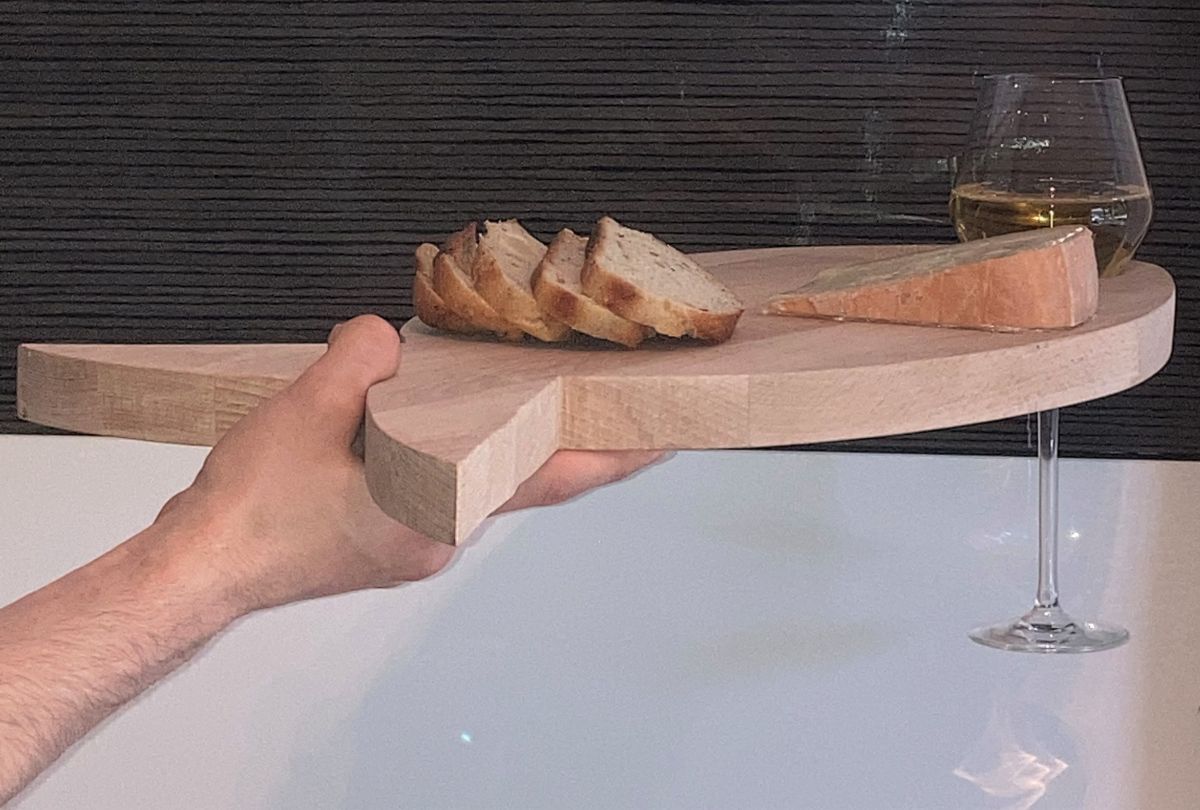 FSC naturlig bøk tre skjærebrett fisk modell 1 glass 