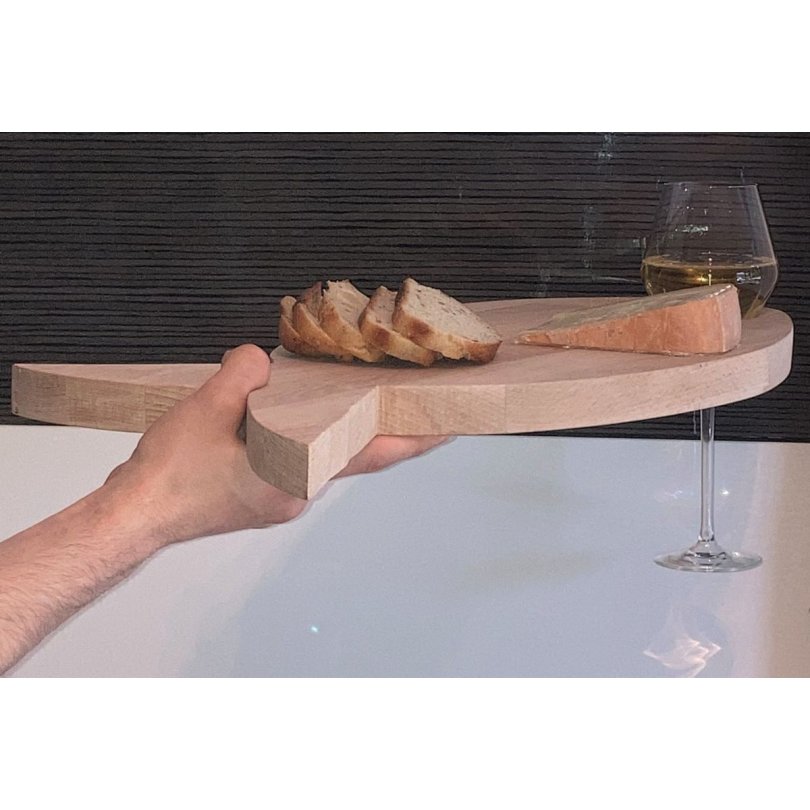 FSC naturlig bøk tre skjærebrett fisk modell 1 glass 