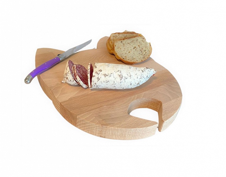 Planche &agrave; d&eacute;couper sp&eacute;cial ap&eacute;ro en bois de h&ecirc;tre naturel FSC model t&ecirc;te de chat