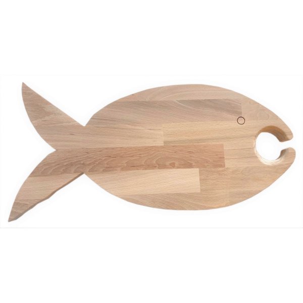 FSC naturlig bøk tre skjærebrett fisk modell 1 glass 