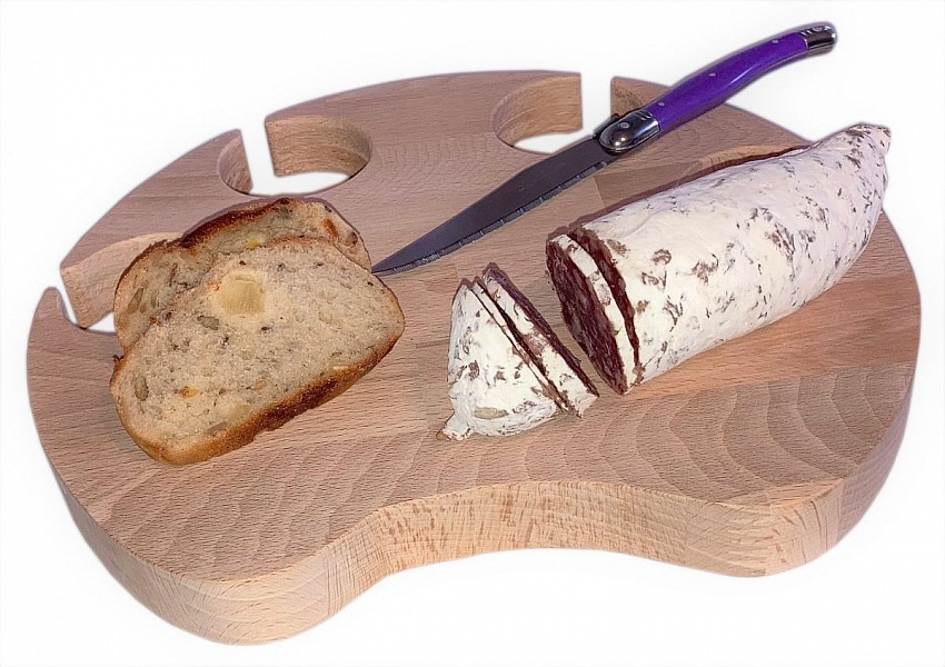 FSC naturlig skj&aelig;rebrett i b&oslash;k med kattepote-modell for 4 glass med stilk