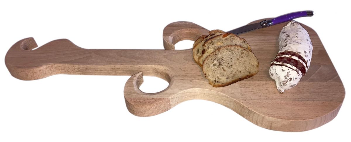FSC naturlig bøk tre skjærebrett modell gitar sted for 2 glass