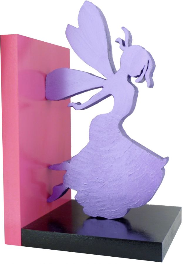 Moderne bokstøtte i tre "Happy Fairies