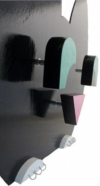 Tilbake til skolen sett i tre modell : rampete katt Blyantpotte og vegg klesstativ med 3 kroker + n&oslash;kkelring