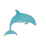 Trevegg eller dørskilt modell : delfin 31x28 cm turkis med paljetter