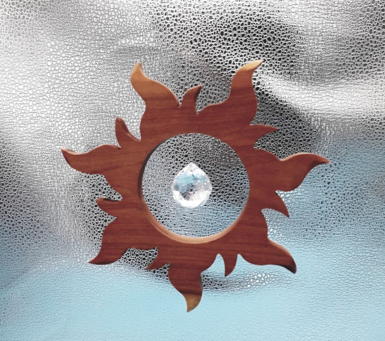 Noble Wooden Suncatcher å henge med krystall kule