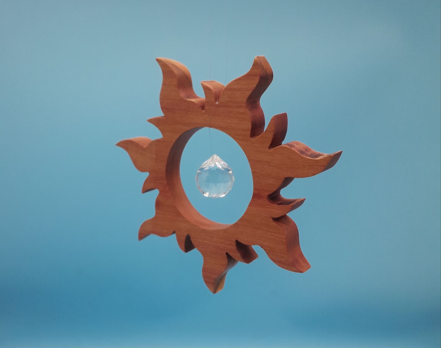 Noble Wooden Suncatcher å henge med krystall kule