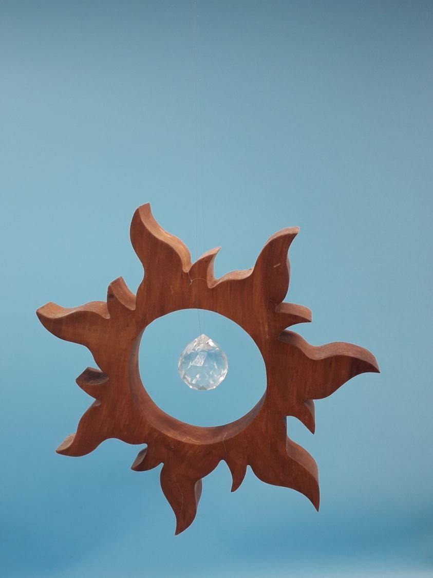 Noble Wooden Suncatcher å henge med krystall kule