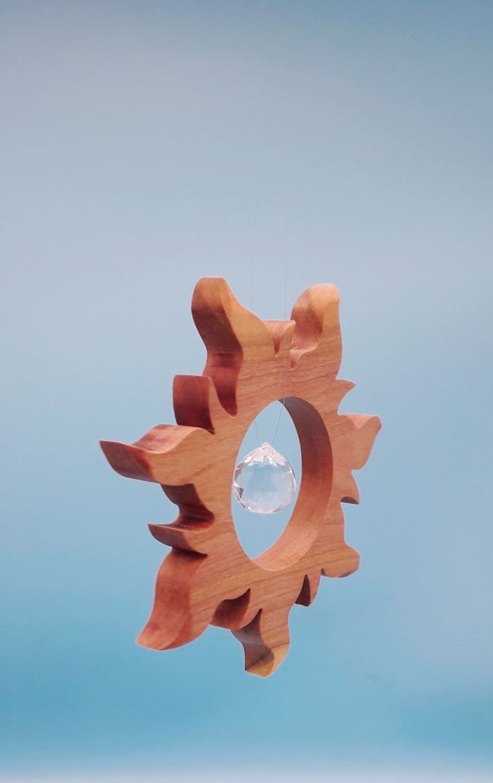 Noble Wooden Suncatcher å henge med krystall kule