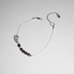 Original brun krystallvinge og perler armbånd på 925 sølvkjede