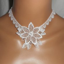 Hvit blonder blomster seremoni halskjede med Swarovski krystall