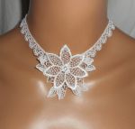 Hvit blonder blomster seremoni halskjede med Swarovski krystall
