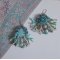 BO La Petite Sirène brodert med edelstenperler (turkise cabochoner og månestein chips), Swarovski-krystaller, perleperler, frøperler og 925 sølv ørekroker