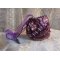 Kinesisk Purple Stone mansjettarmbånd brodert med fine steiner: Sugilitter, Swarovski-krystaller, frøperler og et lilla Organza-bånd