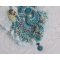 Halskjede Plastron La Petite Sirène Haute-Couture brodert med halvedelstener av Howlite, Moonstones og Crystals