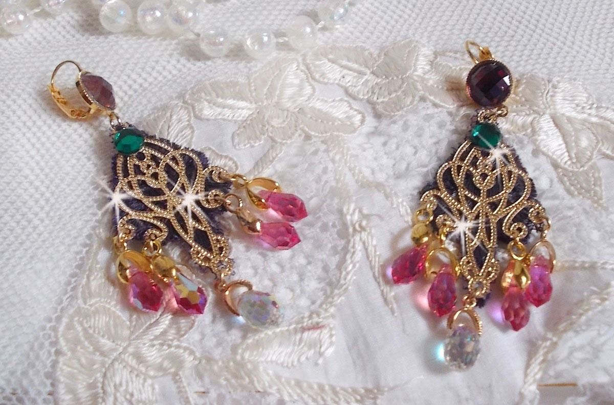 BO Asiane skapt med Swarovski Crystal Drops, 1950's Violet blonder og glassperler