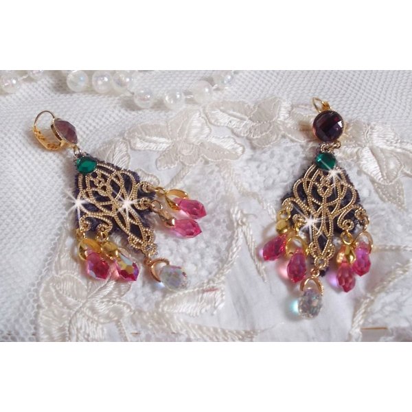 BO Asiane skapt med Swarovski Crystal Drops, 1950's Violet blonder og glassperler