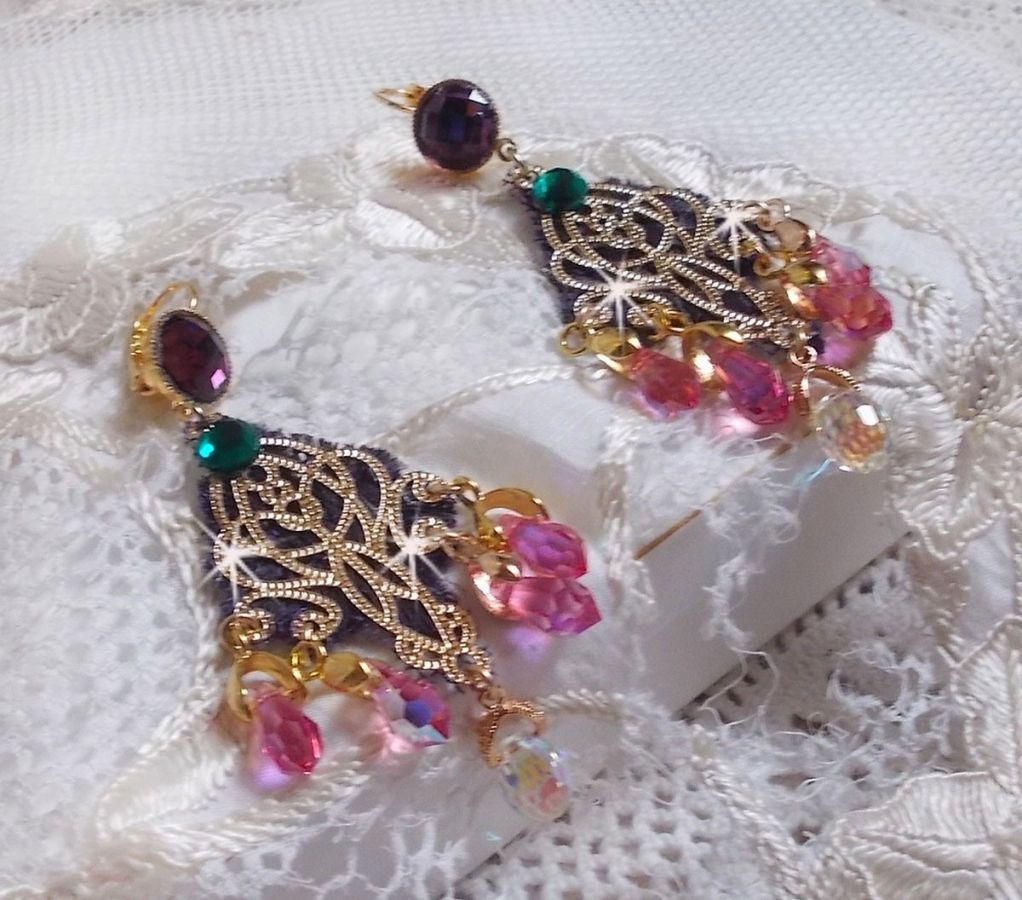 BO Asiane skapt med Swarovski Crystal Drops, 1950's Violet blonder og glassperler