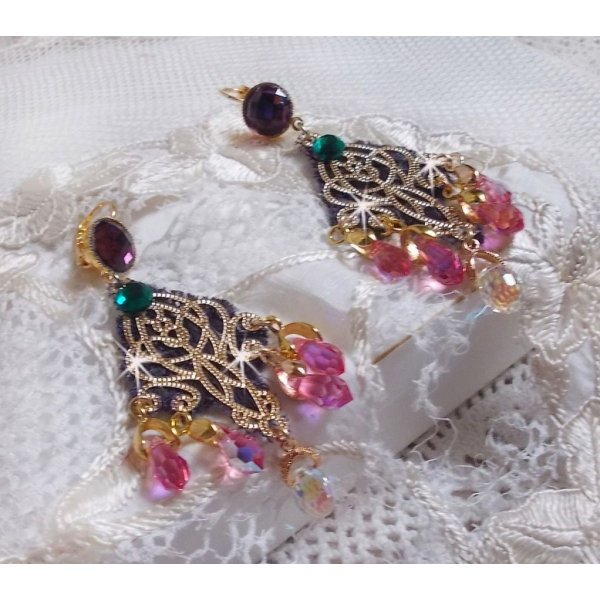 BO Asiane skapt med Swarovski Crystal Drops, 1950's Violet blonder og glassperler