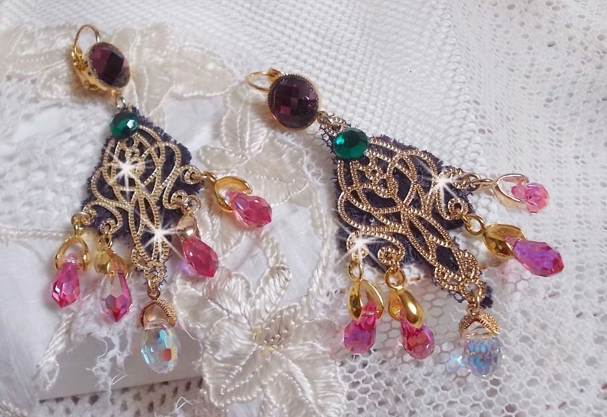 BO Asiane skapt med Swarovski Crystal Drops, 1950's Violet blonder og glassperler