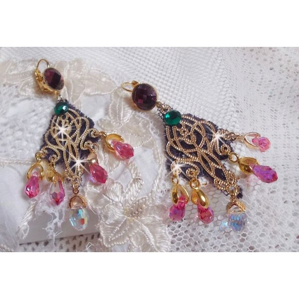 BO Asiane skapt med Swarovski Crystal Drops, 1950's Violet blonder og glassperler