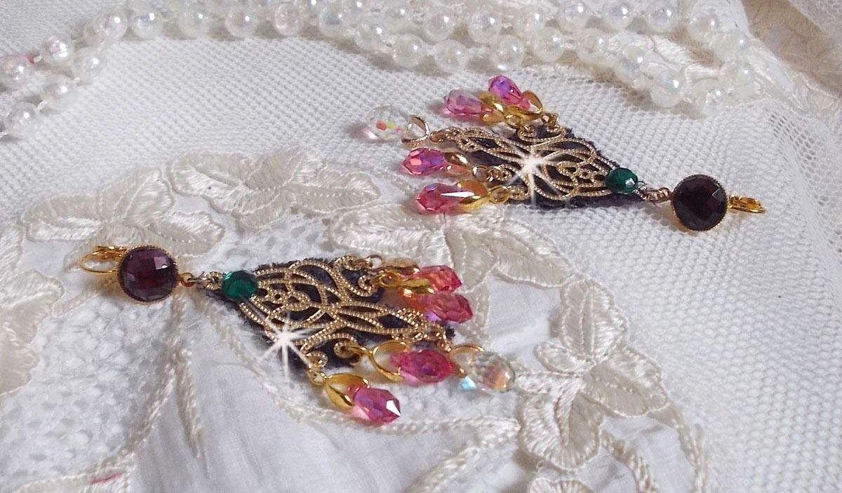 BO Asiane skapt med Swarovski Crystal Drops, 1950's Violet blonder og glassperler