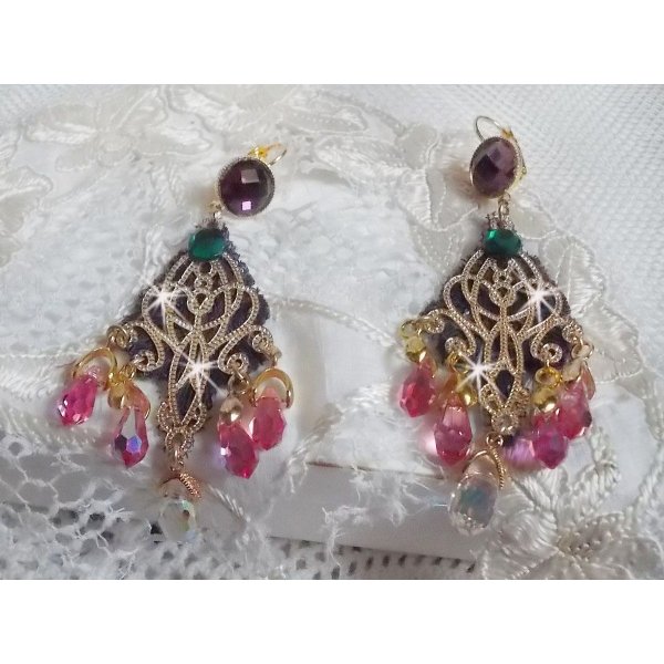 BO Asiane skapt med Swarovski Crystal Drops, 1950's Violet blonder og glassperler