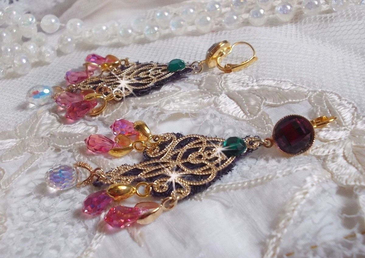 BO Asiane skapt med Swarovski Crystal Drops, 1950's Violet blonder og glassperler