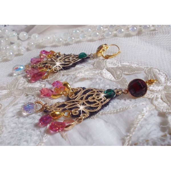 BO Asiane skapt med Swarovski Crystal Drops, 1950's Violet blonder og glassperler