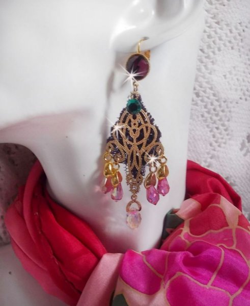 BO Asiane skapt med Swarovski Crystal Drops, 1950's Violet blonder og glassperler