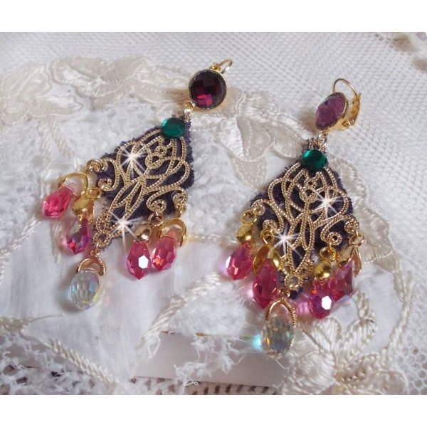 BO Asiane skapt med Swarovski Crystal Drops, 1950's Violet blonder og glassperler