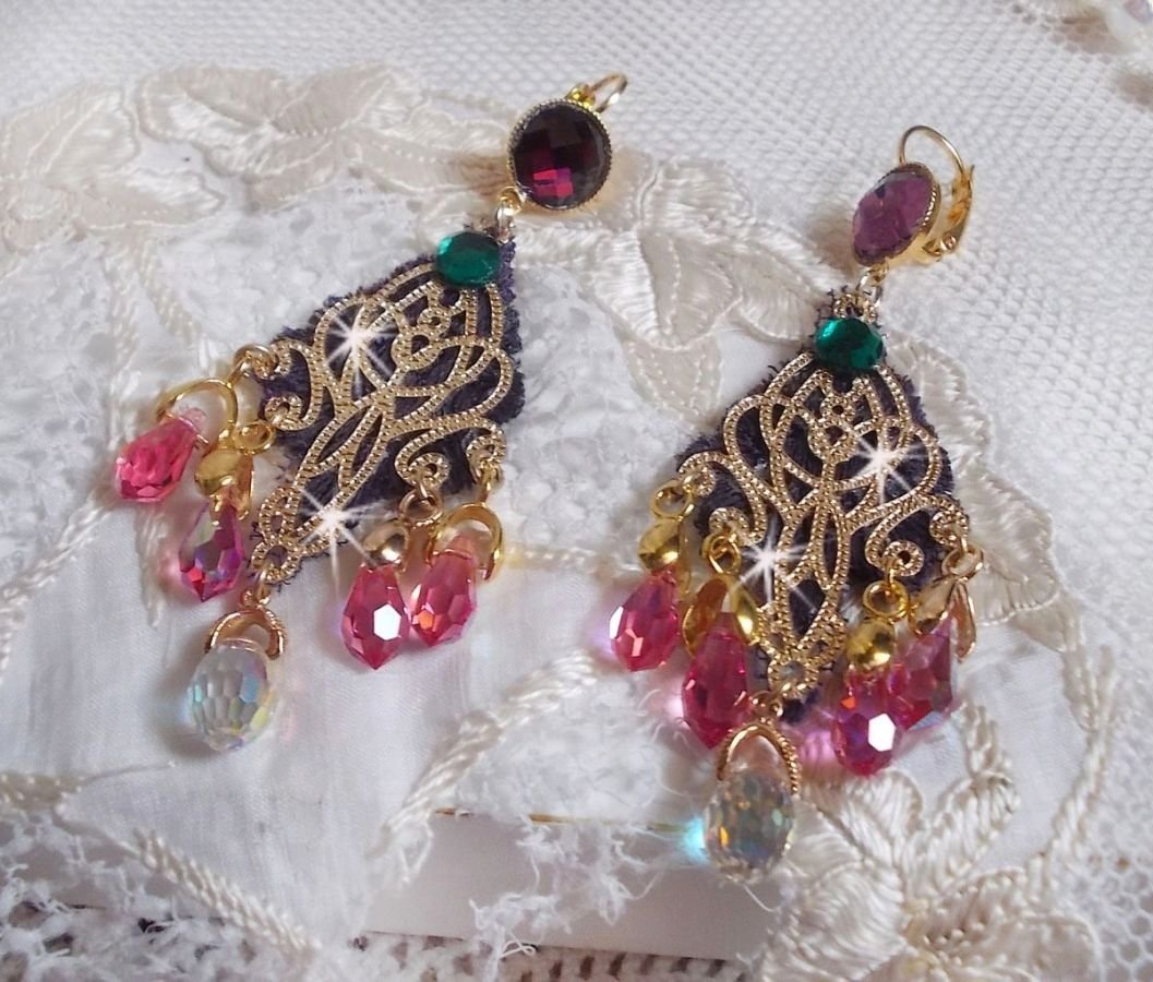 BO Asiane skapt med Swarovski Crystal Drops, 1950's Violet blonder og glassperler
