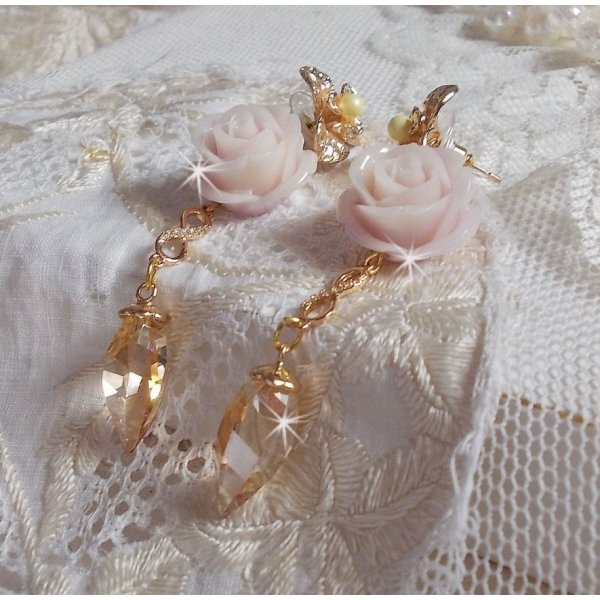 Gullbelagt Bell'issim Violet Pink BO med Swarovski krystaller og zirkonium