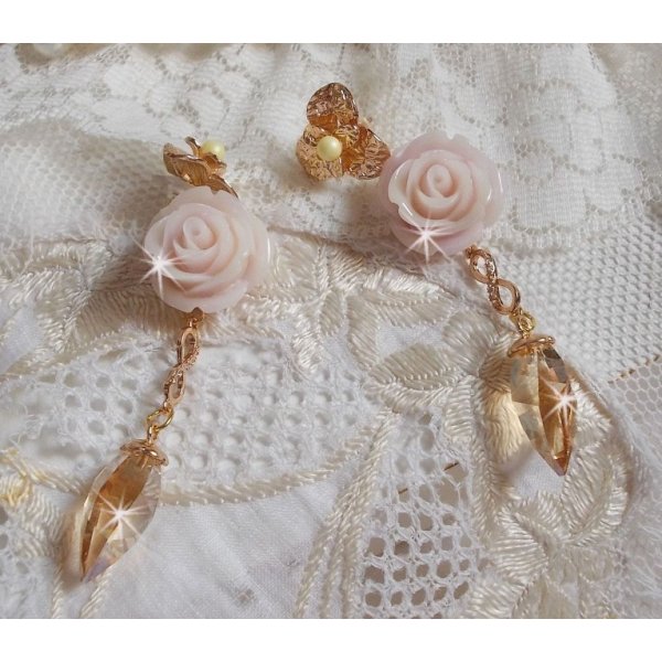 Gullbelagt Bell'issim Violet Pink BO med Swarovski krystaller og zirkonium