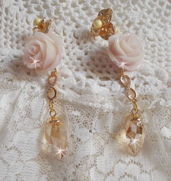 Gullbelagt Bell'issim Violet Pink BO med Swarovski krystaller og zirkonium