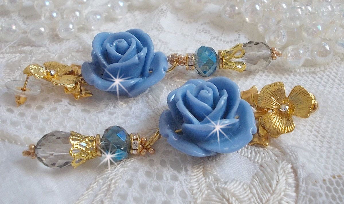 Bell'issim Pink Blue Bearded Boards laget med Swarovski Crystals og Bohemian Crystal
