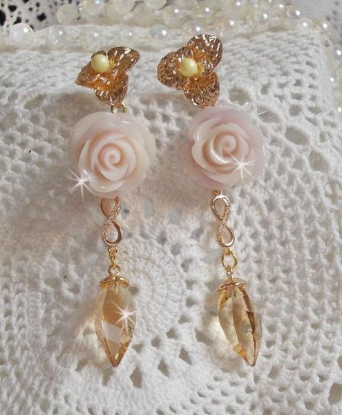 Gullbelagt Bell'issim Violet Pink BO med Swarovski krystaller og zirkonium