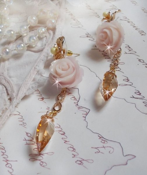 Gullbelagt Bell'issim Violet Pink BO med Swarovski krystaller og zirkonium