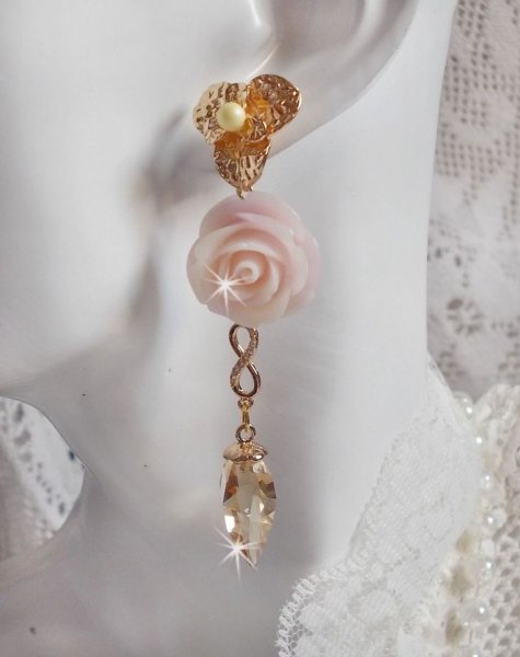 Gullbelagt Bell'issim Violet Pink BO med Swarovski krystaller og zirkonium